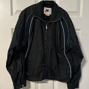 Nike Kids Teens Lined Nylon Full Zip Black Jacket Size LG 12-14 with gray lining